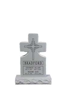 Carved Cross and Praying Hands Upright Headstone polished all